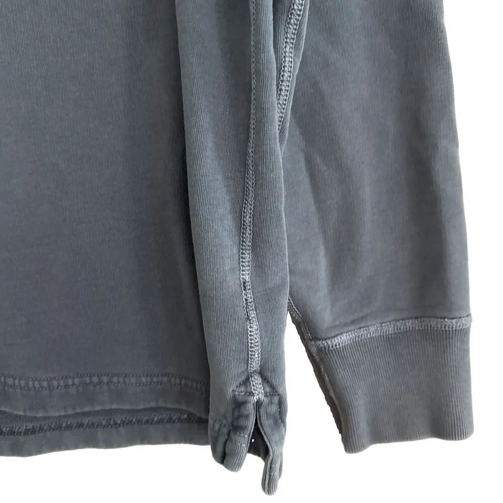 J Crew Henley Broken In Fleece Sweatshirt Mens Sz M Grunge Gray Cotton Popover